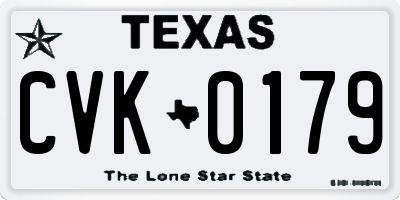 TX license plate CVK0179