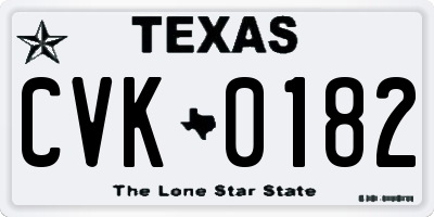TX license plate CVK0182