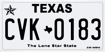 TX license plate CVK0183