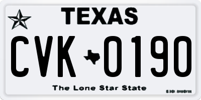 TX license plate CVK0190