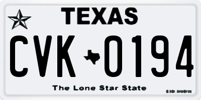 TX license plate CVK0194