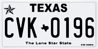 TX license plate CVK0196
