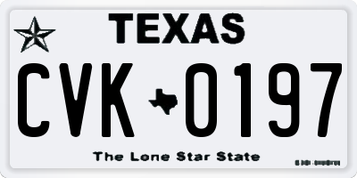 TX license plate CVK0197
