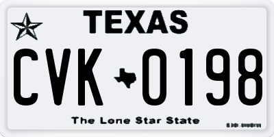 TX license plate CVK0198