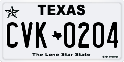 TX license plate CVK0204