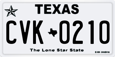 TX license plate CVK0210
