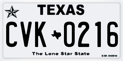 TX license plate CVK0216