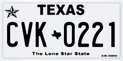 TX license plate CVK0221