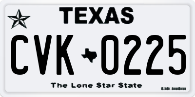 TX license plate CVK0225