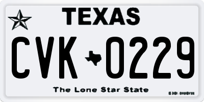 TX license plate CVK0229