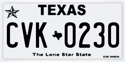 TX license plate CVK0230