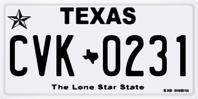 TX license plate CVK0231