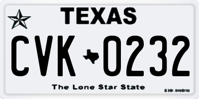 TX license plate CVK0232