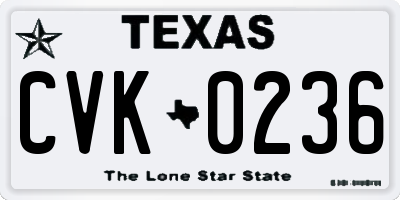 TX license plate CVK0236