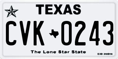 TX license plate CVK0243