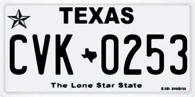 TX license plate CVK0253