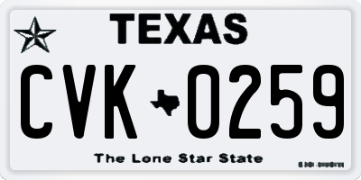 TX license plate CVK0259