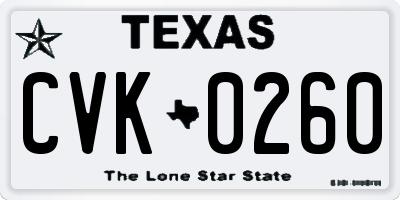 TX license plate CVK0260
