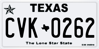 TX license plate CVK0262