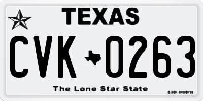 TX license plate CVK0263