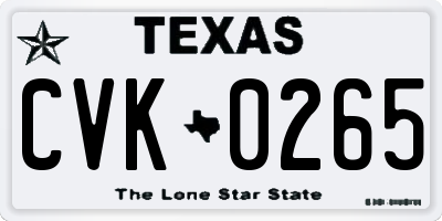 TX license plate CVK0265