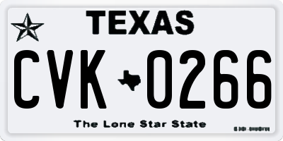 TX license plate CVK0266