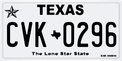 TX license plate CVK0296