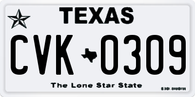 TX license plate CVK0309