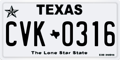 TX license plate CVK0316