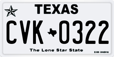 TX license plate CVK0322