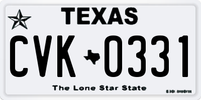 TX license plate CVK0331