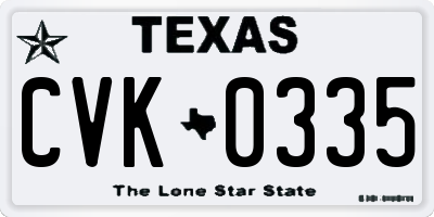 TX license plate CVK0335