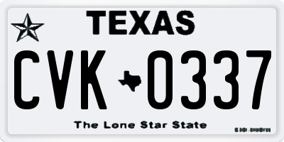 TX license plate CVK0337