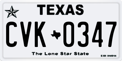 TX license plate CVK0347