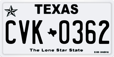 TX license plate CVK0362