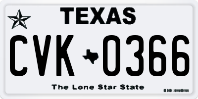 TX license plate CVK0366