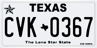 TX license plate CVK0367