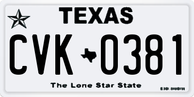 TX license plate CVK0381