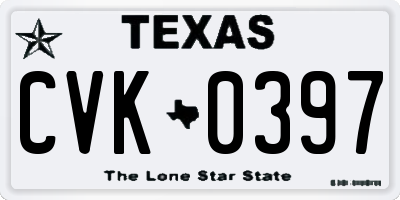 TX license plate CVK0397