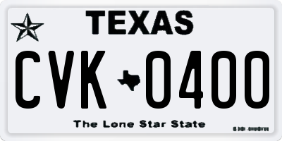 TX license plate CVK0400