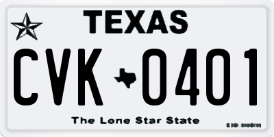TX license plate CVK0401