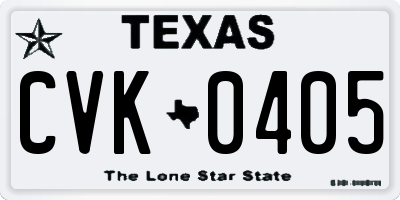 TX license plate CVK0405