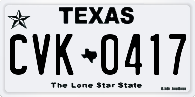 TX license plate CVK0417