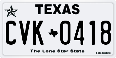 TX license plate CVK0418
