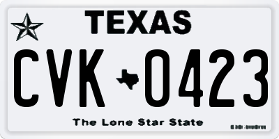 TX license plate CVK0423