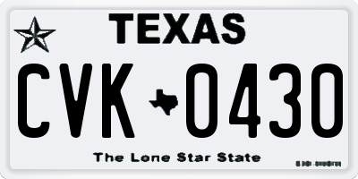 TX license plate CVK0430
