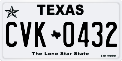 TX license plate CVK0432