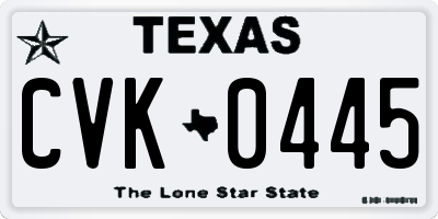 TX license plate CVK0445