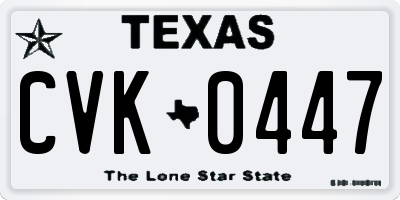 TX license plate CVK0447