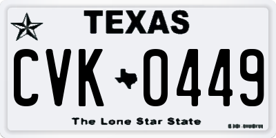 TX license plate CVK0449